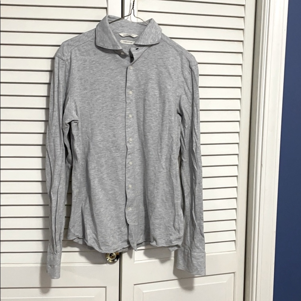 Suit Supply button-front polo grey
